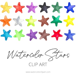 Aquarel sterren illustraties, Galaxy illustraties, INSTANT DOWNLOAD, Rainbow aquarel ster, geschilderde sterren, dikke sterren, scrapbooking