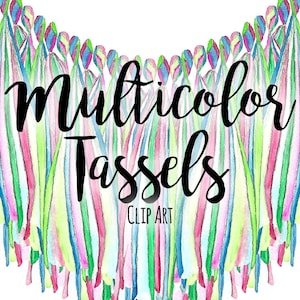 Multicolor Pastel Rainbow Tassels ClipArt, Custom Invitations Clip Art, Digital Tassels, Tassel Decor Clip Art, Birthday Party Decor Clipart