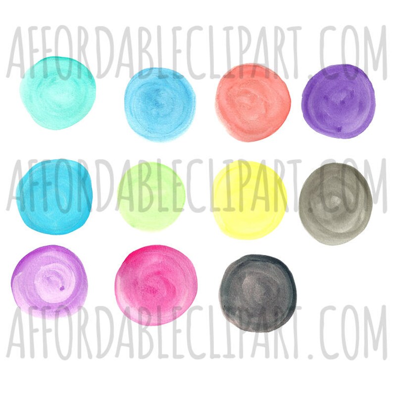 Download Hand Painted Solid Rainbow Watercolor Circles Scrapbooking Card Making Design Elements Pastel Round Brush Strokes Clip Art Commercial Use Clip Art Art Collectibles Delage Com Br