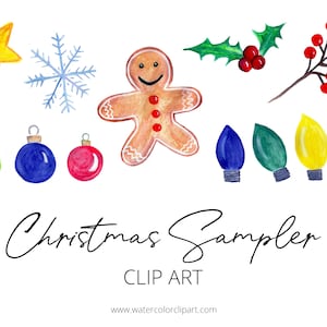 Christmas clipart, watercolor clipart, digital clipart, DIY kit, gingerbread man clipart, snowflake clipart, christmas ornaments clip art