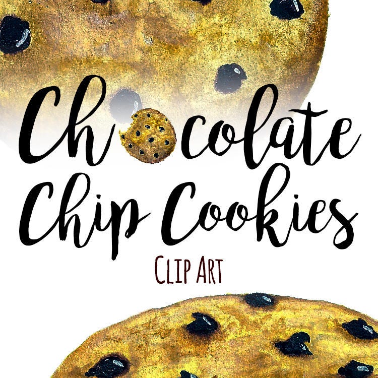 Cookies Download Baking Milk Bottle American Dessert Chocolate Chip Cookie Watercolor Milk and Cookies Clipart Instant Download