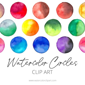 Mehrfarbige Aquarell Kreise Clip Art, Regenbogen Clip Art, SOFORTIGER DOWNLOAD, Regenbogen Aquarell Kreise, Farbspritzer, Splotch, Scrapbooking