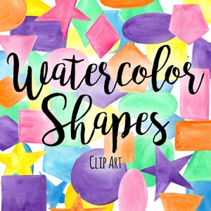 Hand Painted Rainbow Shapes Clip Art, Watercolor Shapes, INSTANT DOWNLOAD, Rainbow Watercolor Shapes, Hand Painted Shapes, Scrapbooking