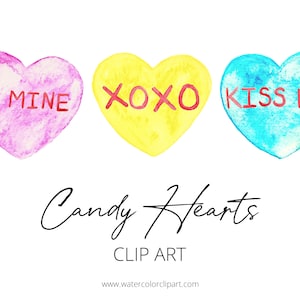 Aquarell Valentinstag anpassbare Süßigkeit Gespräch Herz Kundenspezifische Einladung Clipart Kommerzielle Nutzung, Aquarell Regenbogen Herz Clip Art