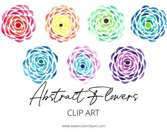 Watercolor Flowers Clip Art, Abstract Watercolor, Watercolor Flowers PNG, Watercolor Florals, Modern ClipArt, Spring, Clipart Commercial Use