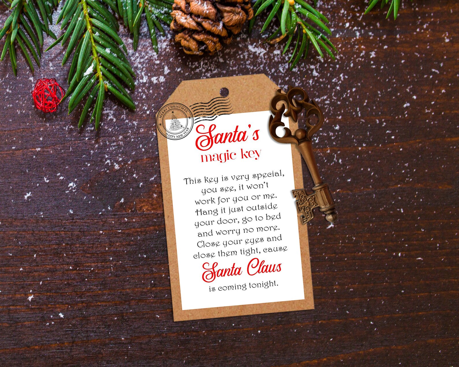 Printable Santa's Magic Key Tags, Santa Key Printable Tag, Christmas ...