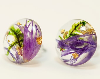 Green Earrings with Moss, Moss Jewelry, Silver Jewelry, Resin Jewelry, Green Earrings, Delicate Earrings, Silver Earrings, Moss in Resin
