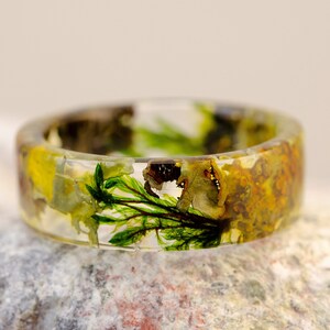 Ring Real Moss, Resin Ring Resin Ring, Forest Moss. Woodland ring, Nature Inspired Resin Band, Forest Moss Ring, Forest Resin Ring. Gold24K image 7