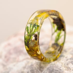 Ring Real Moss, Resin Ring Resin Ring, Forest Moss. Woodland ring, Nature Inspired Resin Band, Forest Moss Ring, Forest Resin Ring. Gold24K