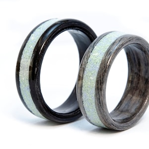 Ebony Wood Ring with Blue Agate, Blue Agate Ring with Black Ebony Wood. Gray Poplar Ring with Blue Agate, Wood Ring with Blue Agate