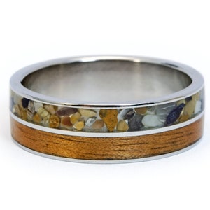 Titanium Ring with Walnut Wood and Large Stones. Titanium Wedding Ring Men. Titanium Wedding Bands for Women. Wonderful Gift.