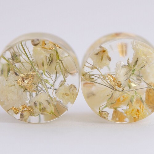 Ear Plugs Real Flower Plugs Resin Plug Earrings Magic Resin Etsy