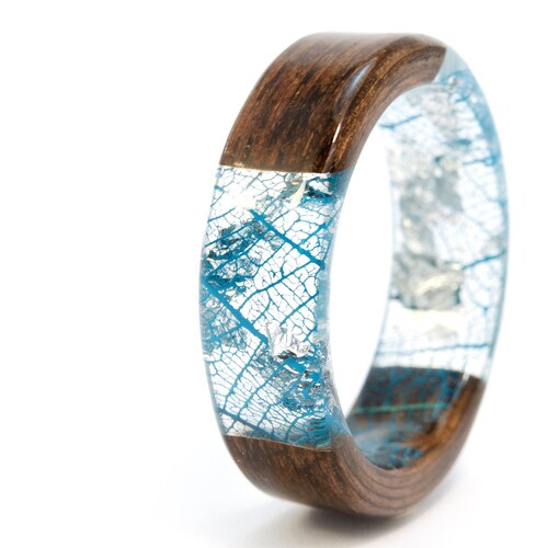 Resin Moss Rings Womens Wood Ring Forest Jewelry Nature Lover Etsy
