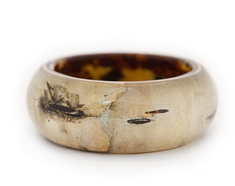 Engagement ring Resin Rings Birch wood rings Natural Wooden ring Unique Wedding Ring Floral Wedding Ring Wooden Ring Mens Jewelry rings band