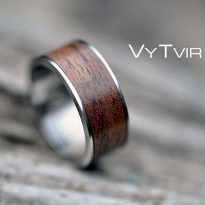 Titanium Ring with Italian Walnut, Titanium Wood Wedding Band,  Italian Walnut Titanium Wedding Ring, Titanium Wood Ring, Men Statement Ring