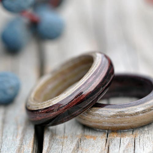 Wooden Wedding Anniversary Couples Ring Set 5th Anniversary Etsy