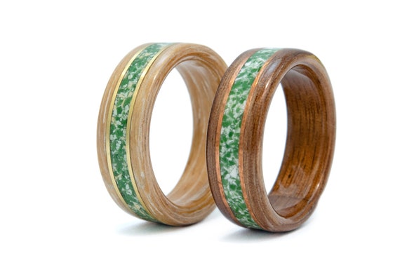 Jade Wooden Wedding Ring, American Walnut Ring With Ring