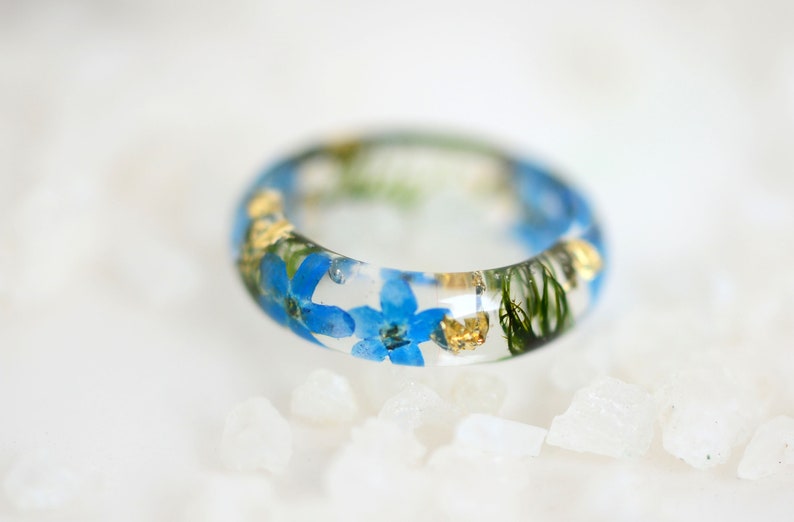 Resin Ring Statement Ring Resin Jewelry Flower Resin Ring Etsy