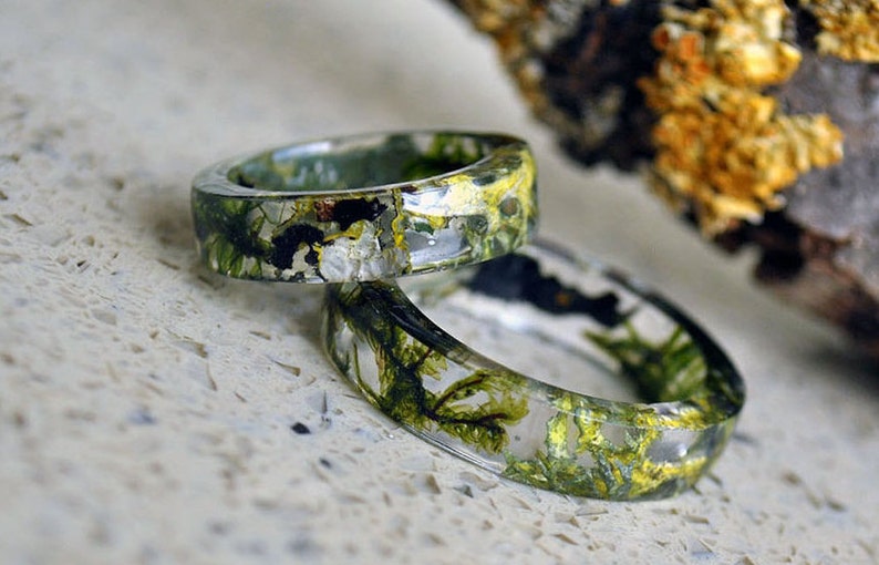 Mens Resin Rings Men Ring Real Moss Resin Ring Botanical Resin Etsy