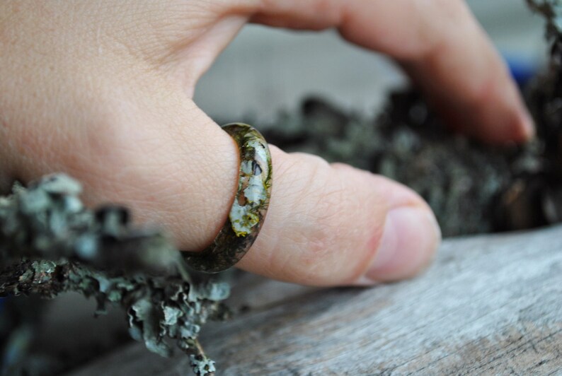 Rustic Ring Mountain Resin Ring Forest Ring Men Wedding Etsy