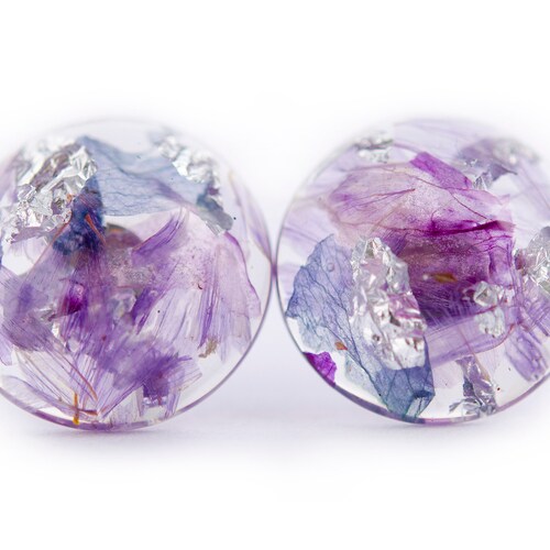 Small Stud Earrings Eco Resin Real Flower Resin Earrings Dried Etsy