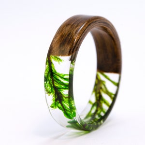 resin moss rings Womens wood ring Forest jewelry nature lover gift men moss terrarium natural moss botanical jewelry rings for women rings image 3