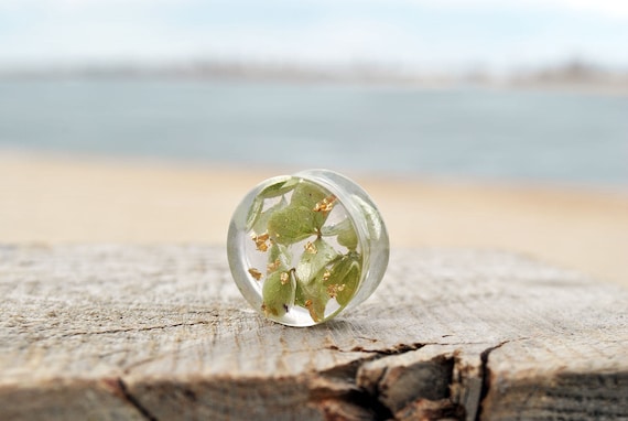 Real pressed flower plug earrings alternative wedding plugs and tunnels resin ear gauges girlfriend gift purple gomphrena terrarium jewelry