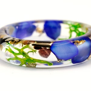 Ocean Resin Ring With Blue Stones Sea Sand Corals and 24K - Etsy