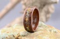 American Walnut Ring with Lichen. Wooden Engagement Rings. Forest ring. 5 Year Anniversary. Lichen Ring. Rustic Ring. Wooden Ring