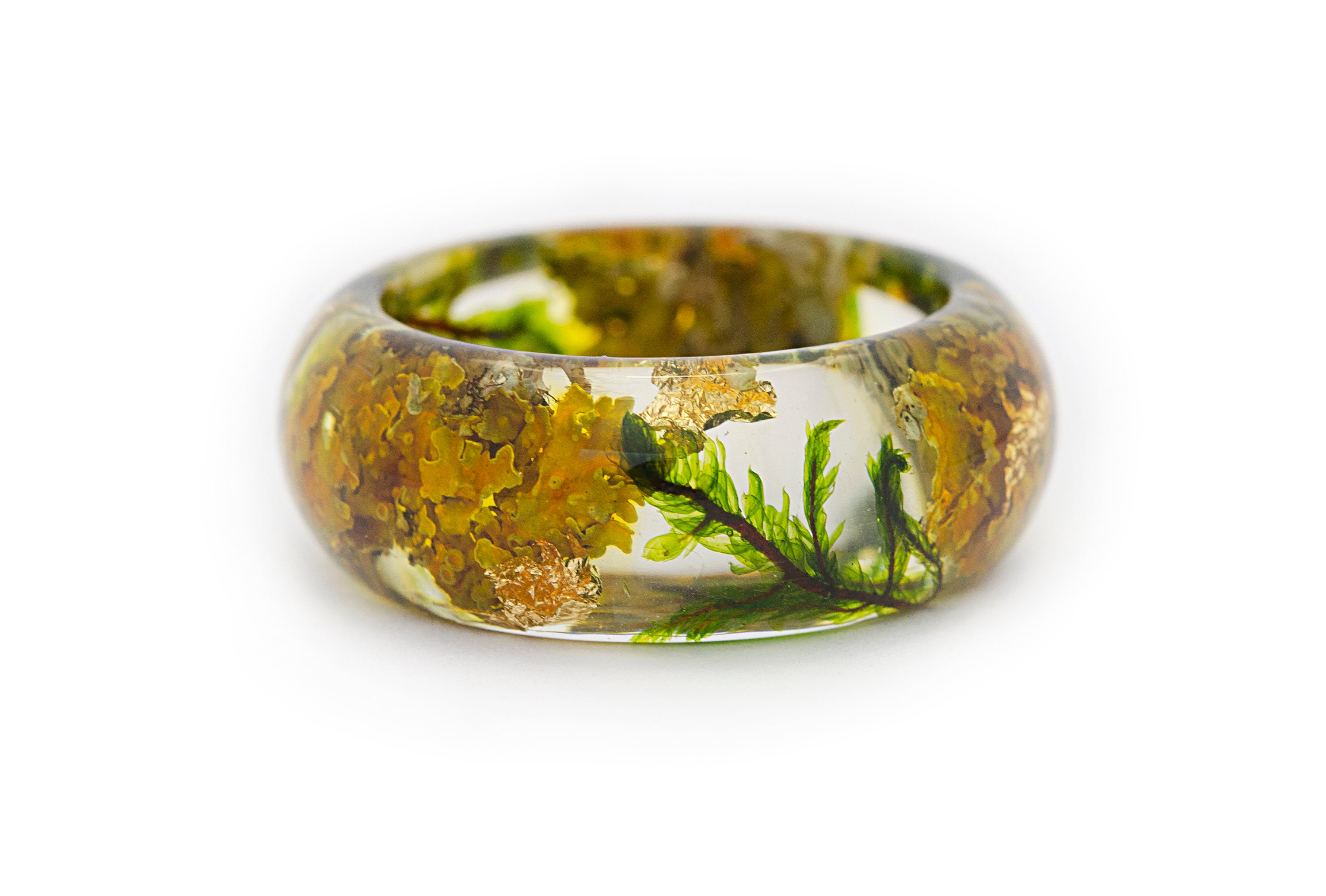 Terrarium Resin Ring With Natural Forest Moss and Brown Bark Etsy