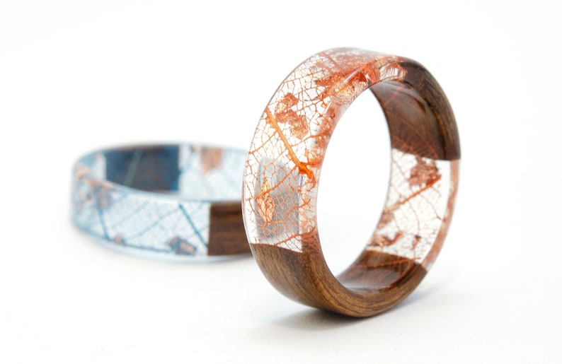 Womens Wood Ringresin Ringforest Jewelry Real Leaf Ring Etsy