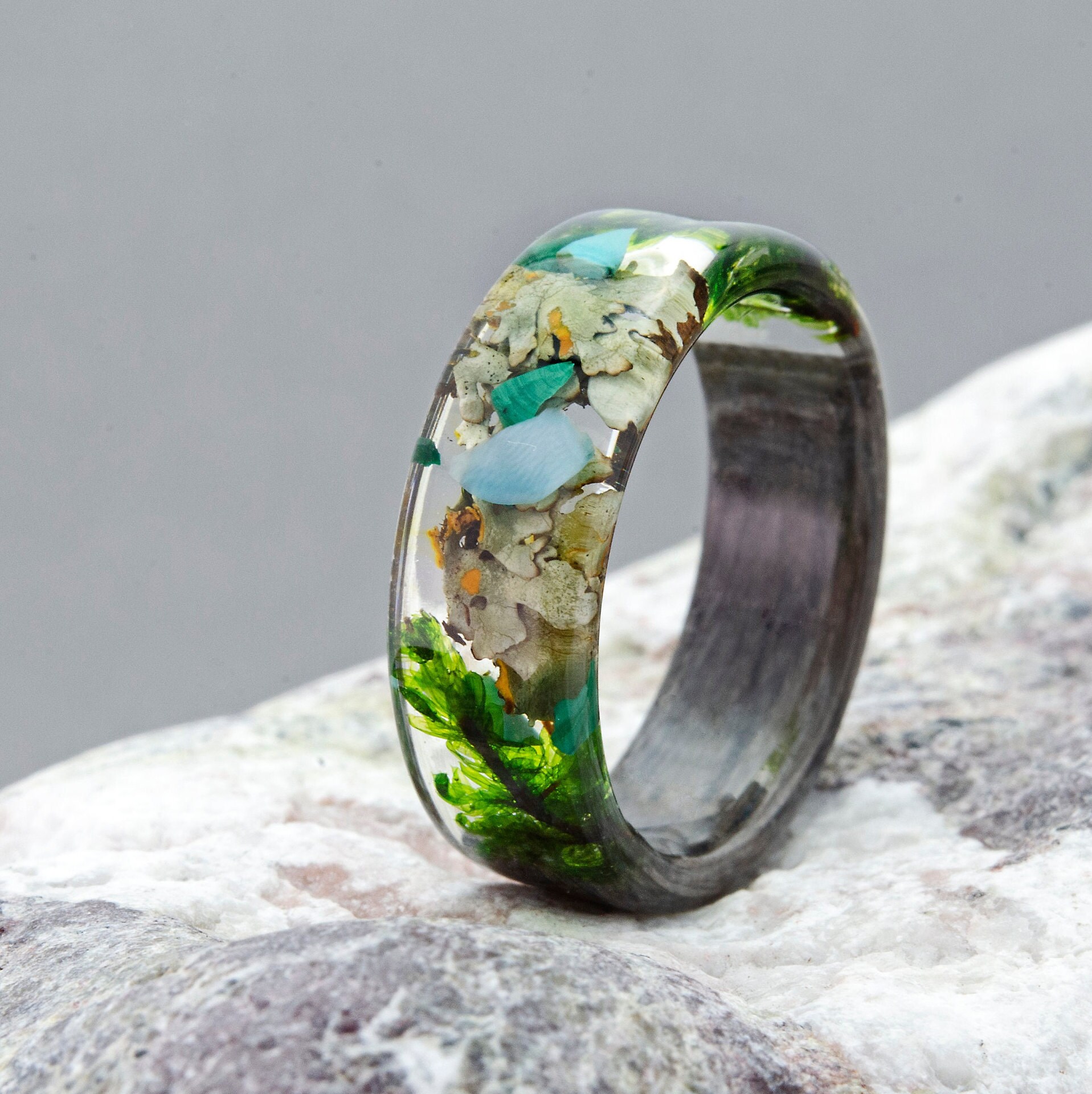 Green Pressed Flower Rings, Real Flower Resin Rings, Unique Rings For Her,  Green Rings Floral, Antiq on Luulla