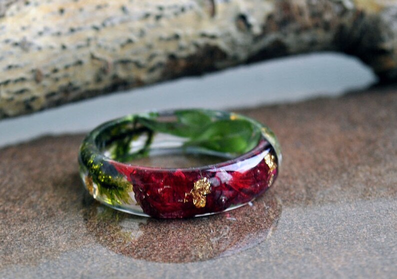 Resin flower ringCarnation Flower Resin Ring Nature Flower Etsy