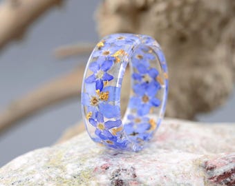 Forget Me Not Resin Ring. Blue Pressed Flower Ring. Forget Me Not Ring. Pressed Flower Ring. Women's Gift