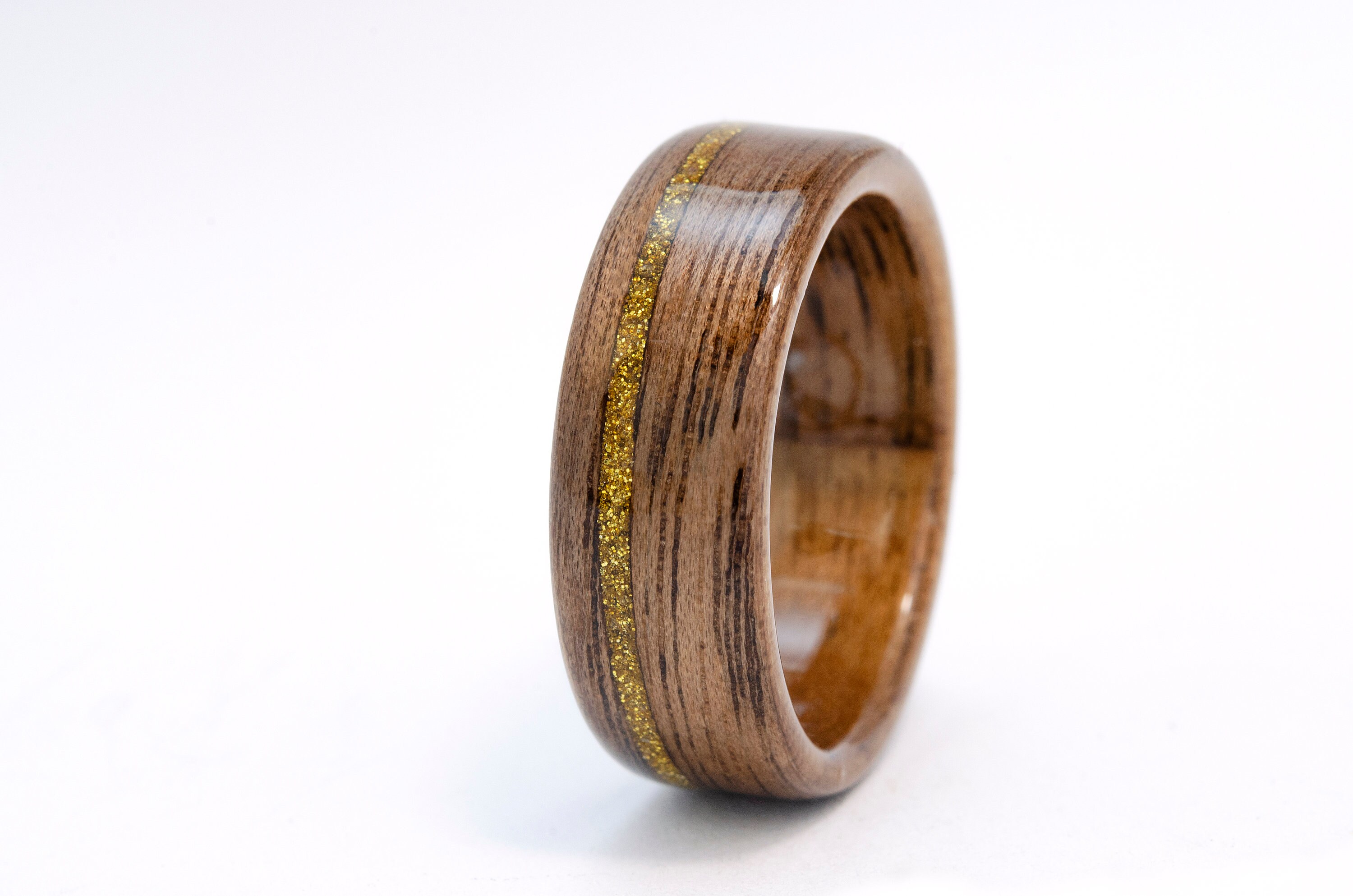 Mozzin Wood Rings Wooden Band For Men and Women, Natural Hardwood Ring,  Walnut and Maple combined, Comfort Fit, Infinity Motif Inlaid