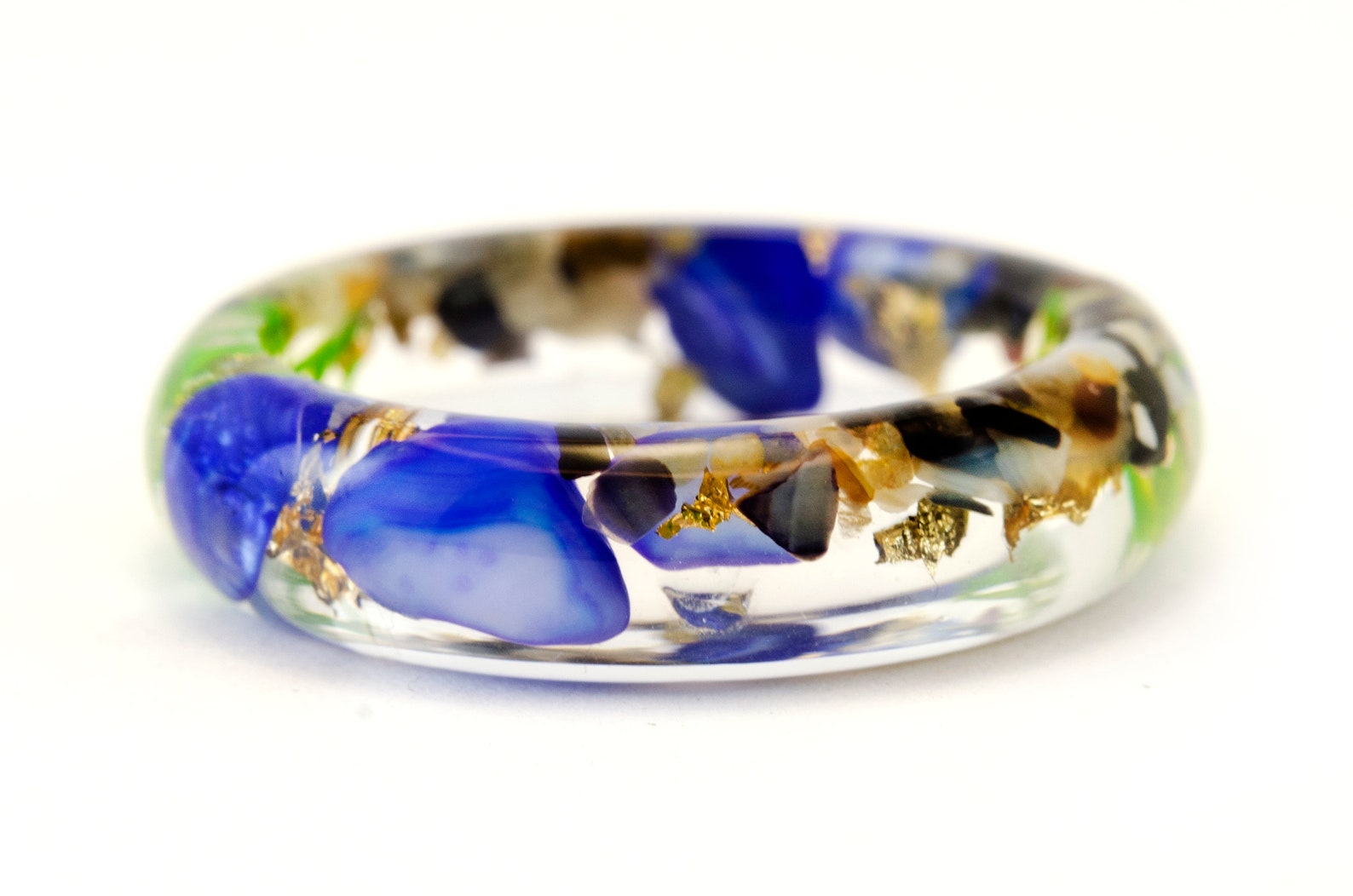 Ocean Resin Ring With Blue Stones Sea Sand Corals and 24K - Etsy