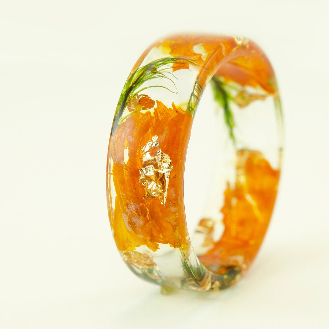 Buy Sunflower Resin Ring, Nature Inspired Ring With Real Petals Inside ...