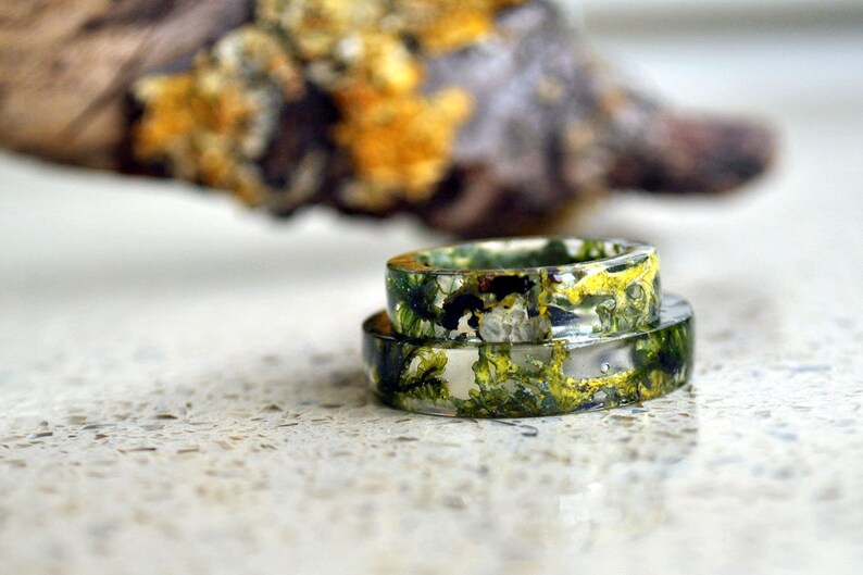 Mens Resin Rings Men Ring Real Moss Resin Ring Botanical Resin Etsy