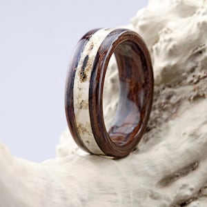 Men&#39;s Rustic Wedding Ring. Boho Mens Ring, Wenge Wood Ring, Forest Bark Wood Ring, Birch Bark Ring, Men Engagement Ring, 5 year Anniversary
