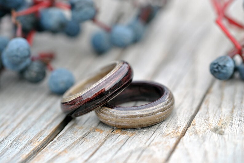 Wooden Wedding Anniversary Couples Ring Set 5th Anniversary Etsy