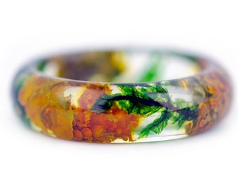 Groene ring Echte bloem ring Botanische hars ring Hars groene mos ring Terrarium sieraden Bos sieraden Echte Mos Ring Sieraden Ringen Stapelbare ringen Natuur Ring 