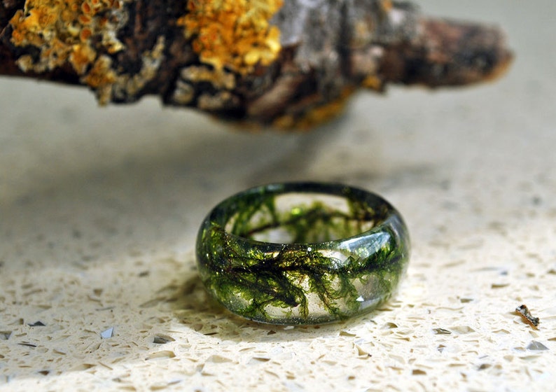 Real Moss Ring statement ring Nature resin green moss ring Etsy