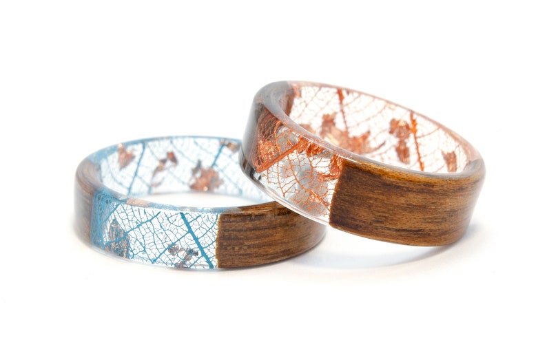 Womens Wood Ringresin Ringforest Jewelry Real Leaf Ring Etsy