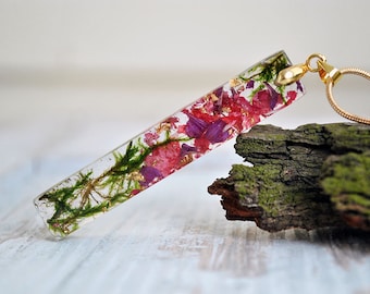 nature necklace - resin necklace - nature jewelry - moss terrarium-natural moss lichen terrarium necklace Forest Necklace eco resin necklace
