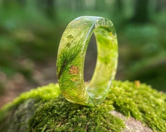 Resin Ring, Real Pressed Green Leaves and Green Forest Moss. Rings Inspired by Nature. Forest Moss Ring, Terrarium Ring , Clover Resin Ring