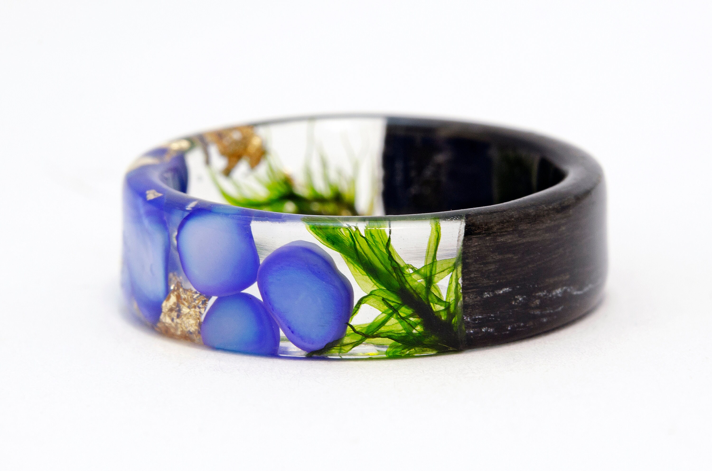 Ebony Wood With Moss and Blue Chrysocolla. Ebony Wood Jewelry. Etsy