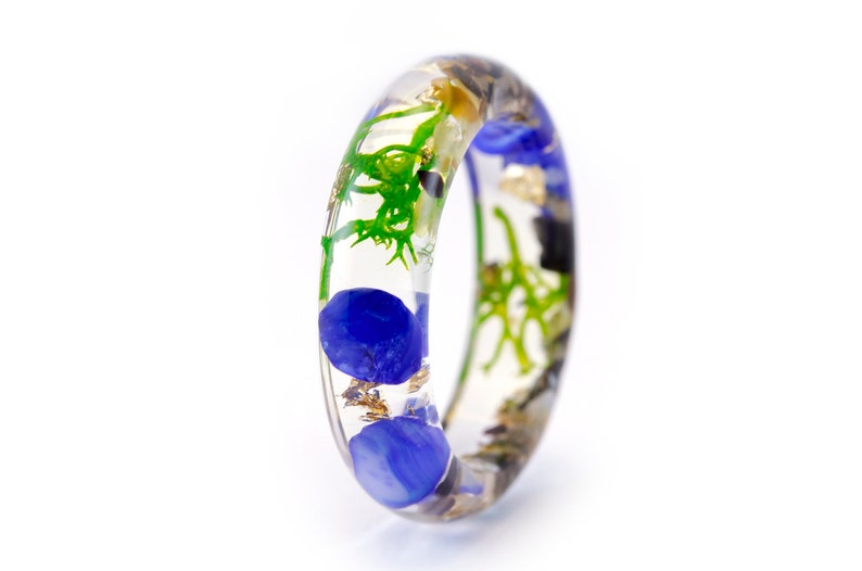 Ocean Resin Ring With Blue Stones Sea Sand Corals and 24K - Etsy