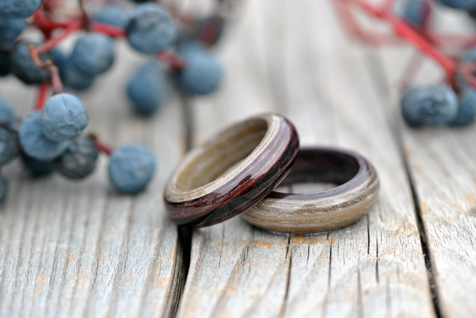 Wooden Wedding Anniversary Couples Ring Set 5th Anniversary Etsy