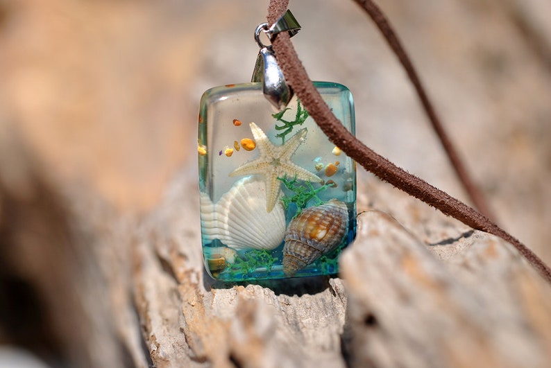 Aquarium Seashell Starfish Terrarium Pendant Necklace Handmade Etsy
