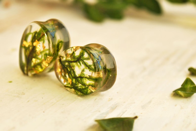 Ear plugs Real flower plugs Resin plug earrings Magic Etsy